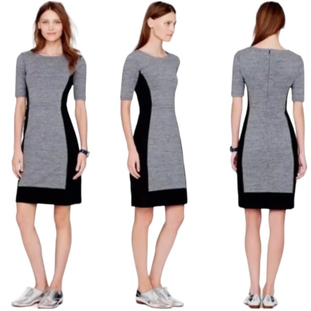 J. CREW | Women Grey & Black Colorblock Structured Short Sleeve Dress size 6 NEW